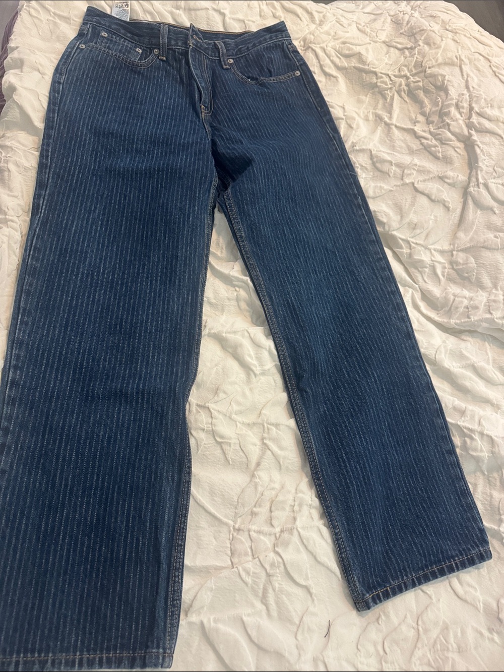 Levi's Men's Navy Pinstripe Relaxed Jeans